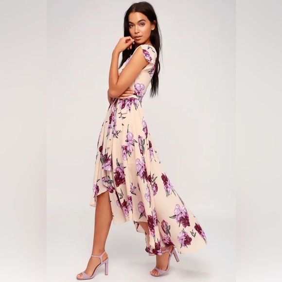 Lulu's French Countryside Blush Floral Print High-Low Dress Size Small - Picture 2 of 11